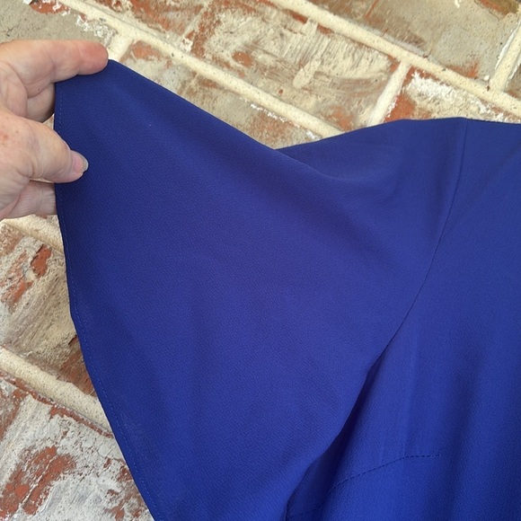 She + Sky Royal Blue Flutter Sleeve Midi Wrap Dress - Picture 5 of 15